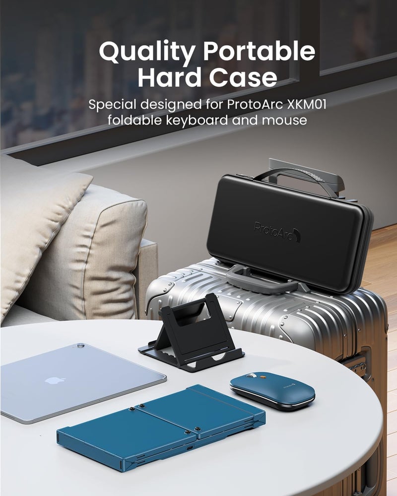 ProtoArc Foldable Keyboard and Mouse, XKM01 True Full-Size Folding Wireless Keyboard Mouse Combo for Business Travel, a Portable Office Suite On-The-Go, Compatible with Laptop iPad Tablet - Blue - Image 3